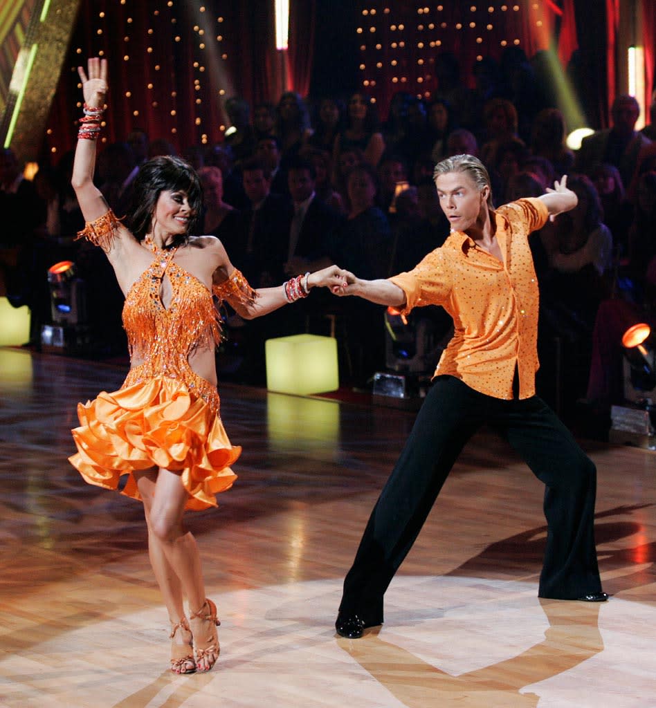 Derek Hough and Brooke Burke perform a dance on the seventh season of Dancing with the Stars.