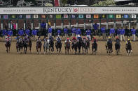 FILE - Horses leave the starting gate for the 148th running of the Kentucky Derby horse race at Churchill Downs in Louisville, Ky., Saturday, May 7, 2022. Part of what makes the Derby unique is horses have just one chance to run in it since only 3-year-olds are eligible. It's also the only race in America with a 20-horse field. (AP Photo/Charlie Riedel)