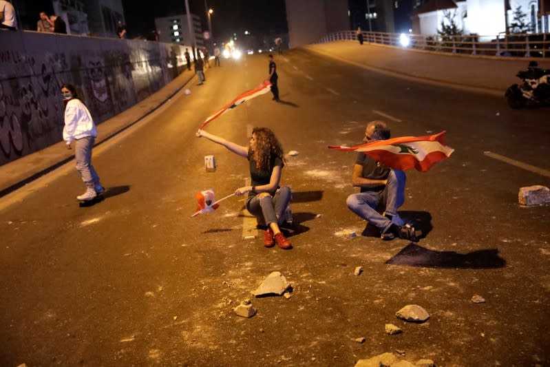 Demonstration following a broadcasted interview by Lebanese President Michel Aoun, during ongoing anti-government protests in Beirut