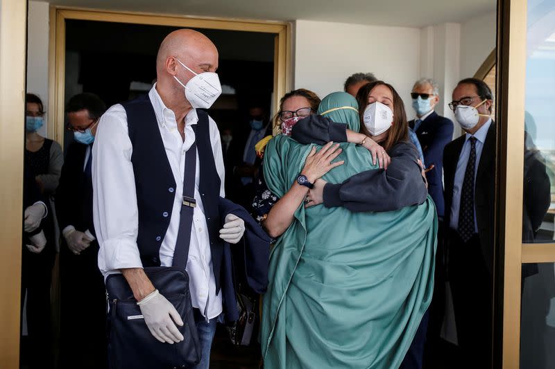 Freed Italian aid worker Silvia Romano arrives at Ciampino military airport in Rome