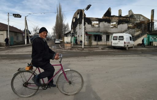 The attack on the village earlier this month left many buildings in ruins