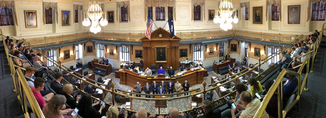 The S.C. Senate chamber is seen in this panoramic view during session on Tuesday, May 3, 2022. (Travis Bell/STATEHOUSE CAROLINA)