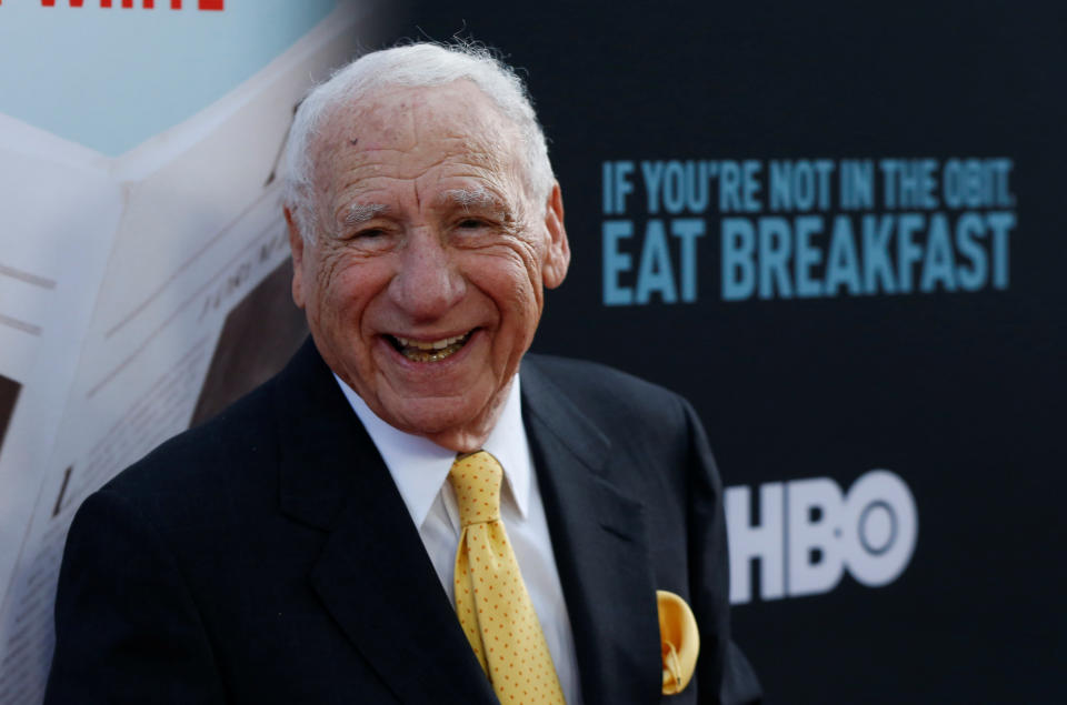 Mel Brooks poses at a premiere of the HBO documentary "If You're Not In the Obit, Eat Breakfast" in Beverly Hills, California, U.S. May 17, 2017.   REUTERS/Mario Anzuoni