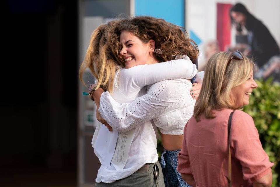 Millie Clark and Ella Cragg were thrilled with their results (Joe Giddens/PA) (PA Wire)