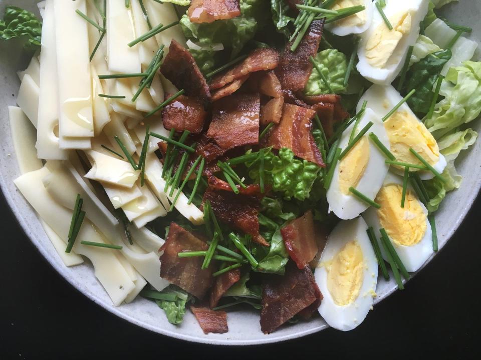 Bacon, Egg, and Swiss Salad with Warm Bacon Vinaigrette