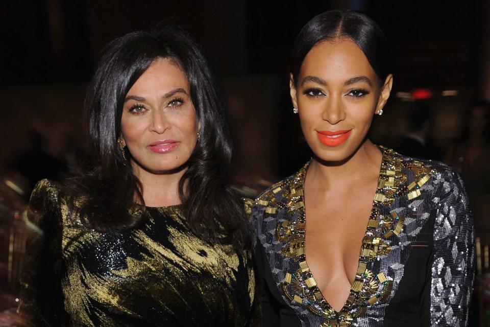 <p>Dimitrios Kambouris/WireImage </p> Tina Knowles and Solange Knowles attend the Angel Ball in 2012
