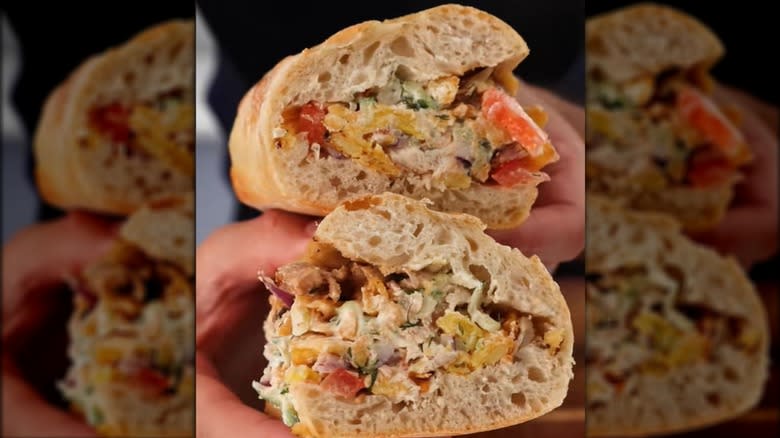 Cross-section chopped Greek sub