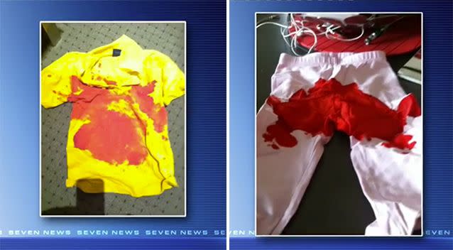 The couple faked blood-soaked children's clothing. Source: 7 News