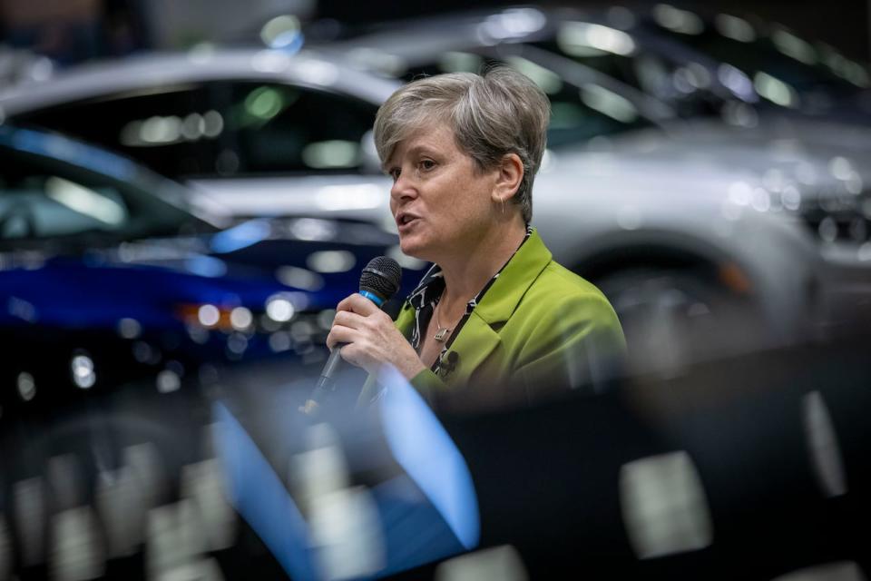 Josie Osborne Josie Osborne, Minister of Energy, Mines and Low Carbon Innovation is pictured during the Fully Charged LIVE electric car show in Vancouver, B.C, on Friday, September 8, 2023.