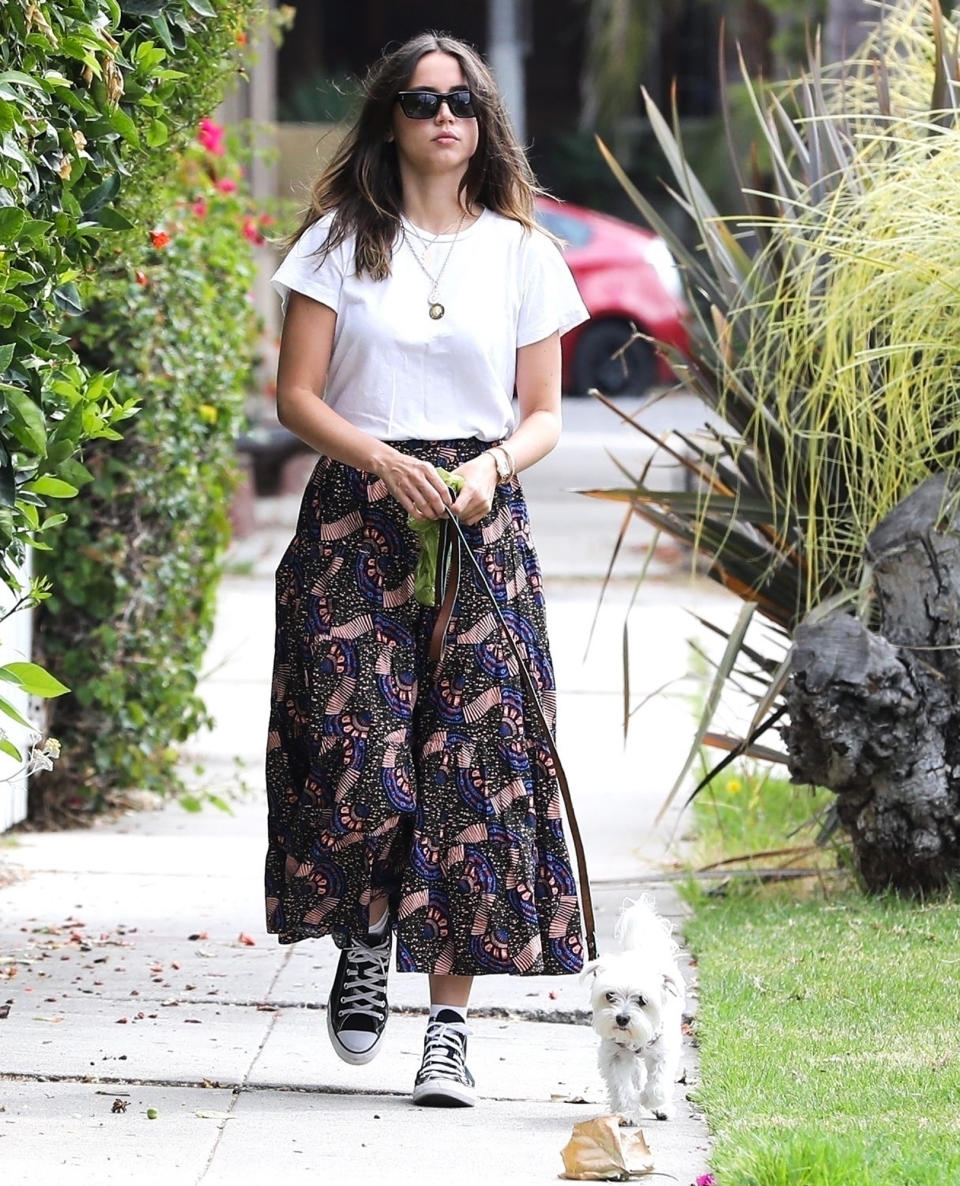 <p>Ana de Armas steps out solo to walk her dog in Santa Monica on Wednesday. </p>