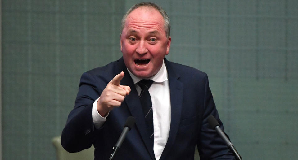 Nationals member for New England Barnaby Joyce during Question Time in the House of Representatives at Parliament House in Canberra, Wednesday, December 2, 2020.