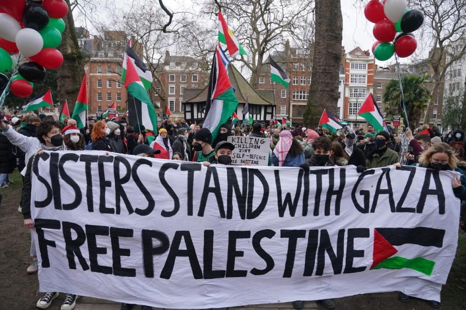 Protesters during a pro-Palestine demonstration, organised by direct action group Sisters Uncut (Lucy North/PA) (PA Wire)