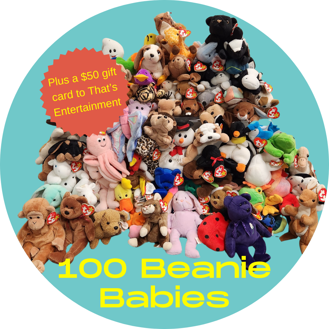 In keeping with the '90's theme, Beanie Babies are among the prizes.