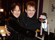 LONDON, ENGLAND - FEBRUARY 15: Fiona Shaw (L) and cast member Harry Melling attend the press night after party of "Hand To God" at the Trafalgar Hotel on February 15, 2016 in London, England. (Photo by David M. Benett/Dave Benett/Getty Images)