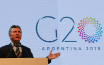 <p>Argentiniens Präsident Mauricio Macri hält bei der offiziellen Präsentation der G20-Präsidentschaft Argentiniens eine Rede. Damit übernimmt das Land die Präsidentschaft von Deutschland. Der 2018 stattfindende G20-Gipfel in Buenos Aires wird das erste G20-Treffen in Südamerika sein. (Bild: Cortesía/NOTIMEX/dpa) </p>