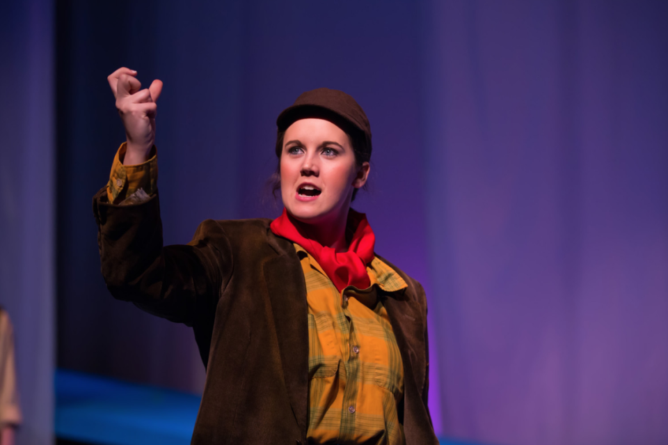 Lily Mannon on stage in 2015 as Nick Bottom in “A Midsummer Night’s Dream” at Children’s Theatre of Charlotte. Mannon went on to study theater at NYU.