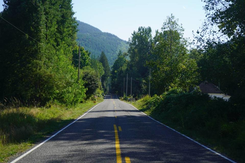 Frost Road runs through a rural, residential neighborhood in Whatcom County on Sept. 1, 2023. A proposed 70-acre rock quarry mine would truck extracted gravel along this road if the project is approved.