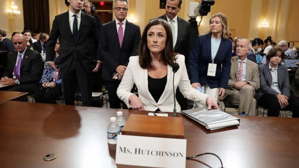 PHOTO: Cassidy Hutchinson, who was an aide to former White House Chief of Staff Mark Meadows during the administration of former President Donald Trump, arrives to testify, June 28, 2022.  (Evelyn Hockstein/Reuters)