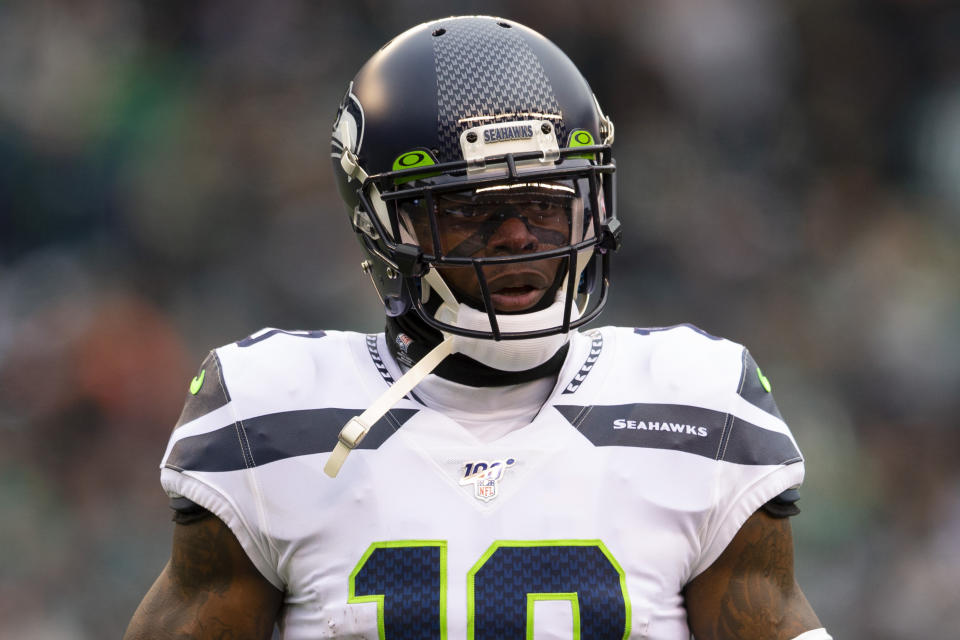 PHILADELPHIA, PA - NOVEMBER 24: Josh Gordon #10 of the Seattle Seahawks looks on against the Philadelphia Eagles at Lincoln Financial Field on November 24, 2019 in Philadelphia, Pennsylvania. (Photo by Mitchell Leff/Getty Images)