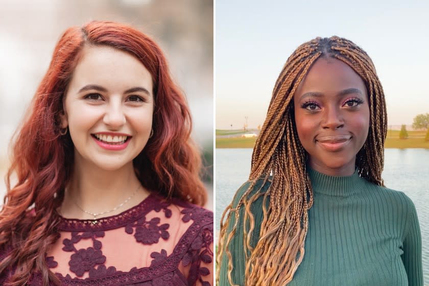 Left, Rose Ritch, a San Francisco native, came to USC to study dance but soon widened her academic interests to sociology, law, history and culture. Right, Abeer Tijani, who grew up in a diverse Dallas suburb, served in student government and graduated in the top tier of her class and received a full-ride merit scholarship to USC to study global health and social entrepreneurship.