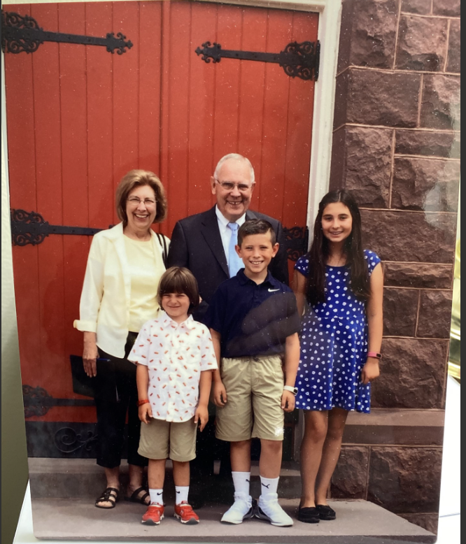 George W.W. Jones Jr. and his wife, Lani, are seen outside their longtime church, Bethlehem Church in Dallastown, with their three grandchildren.