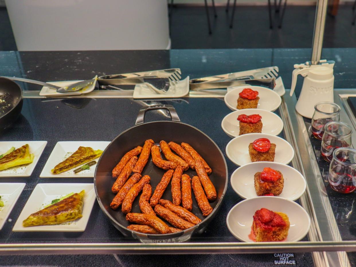 The hot food buffet at the American Express Centurion Lounge at LaGuardia Airport — Amex Centurion Lounge LaGuardia Airport