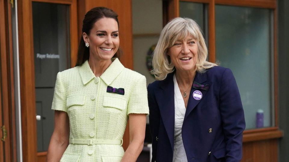 Kate Middleton walking with a woman