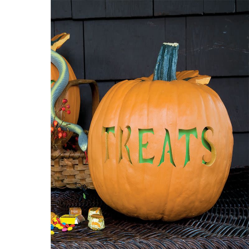 <p>A simple but effective reminder about what Halloween is truly all about.Carve out the letters, then light with a candle as usual or tape colored construction paper behind the words to creative a festive spotlight<br><strong><a href="https://www.womansday.com/home/crafts-projects/a28638433/tricks-and-treats-pumpkin/" rel="nofollow noopener" target="_blank" data-ylk="slk:;elm:context_link;itc:0;sec:content-canvas" class="link "><br></a><em><a href="https://www.womansday.com/home/crafts-projects/a28638358/tricks-and-treats-pumpkin-stencil/" rel="nofollow noopener" target="_blank" data-ylk="slk:Get the Tricks and Treats Pumpkin stencils.;elm:context_link;itc:0;sec:content-canvas" class="link ">Get the Tricks and Treats Pumpkin stencils.</a></em></strong></p>