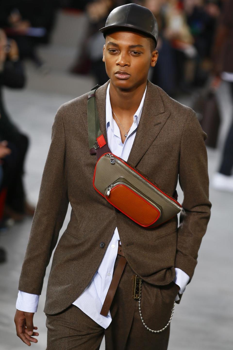 A model wears a creation for Louis Vuitton Men's Fall Winter 2017-2018 fashion collection presented in Paris, Thursday, Jan.19, 2017. (AP Photo/Francois Mori)