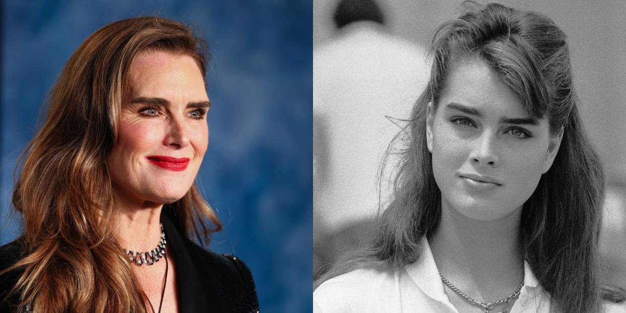 Brooke Shields in 2023 and 1983.