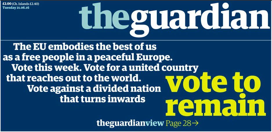 The Guardian – Vota por permanecer en la UE