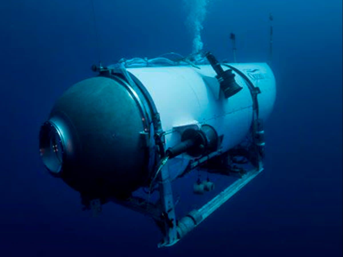 The 6.5 metre Titan sub is the ‘largest carbon fibre structure that we know of’, OceanGate’s founder said in 2021 (AP)