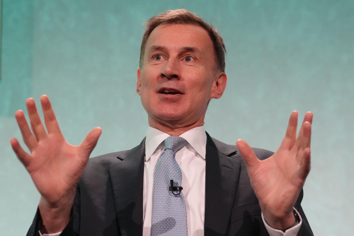 Chancellor of the Exchequer Jeremy Hunt speaking at the Resolution Foundation conference at the QEII Centre in central London. Picture date: Monday December 4, 2023.