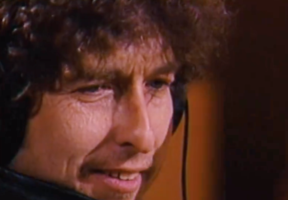 Bob Dylan during the ‘We Are the World' recording session (Netflix)