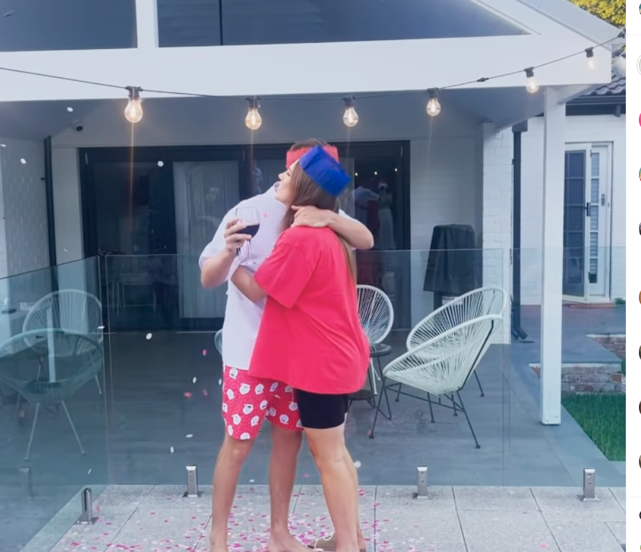 Married At First Sight's Beck Zemek hugging Ben Michell after their gender reveal