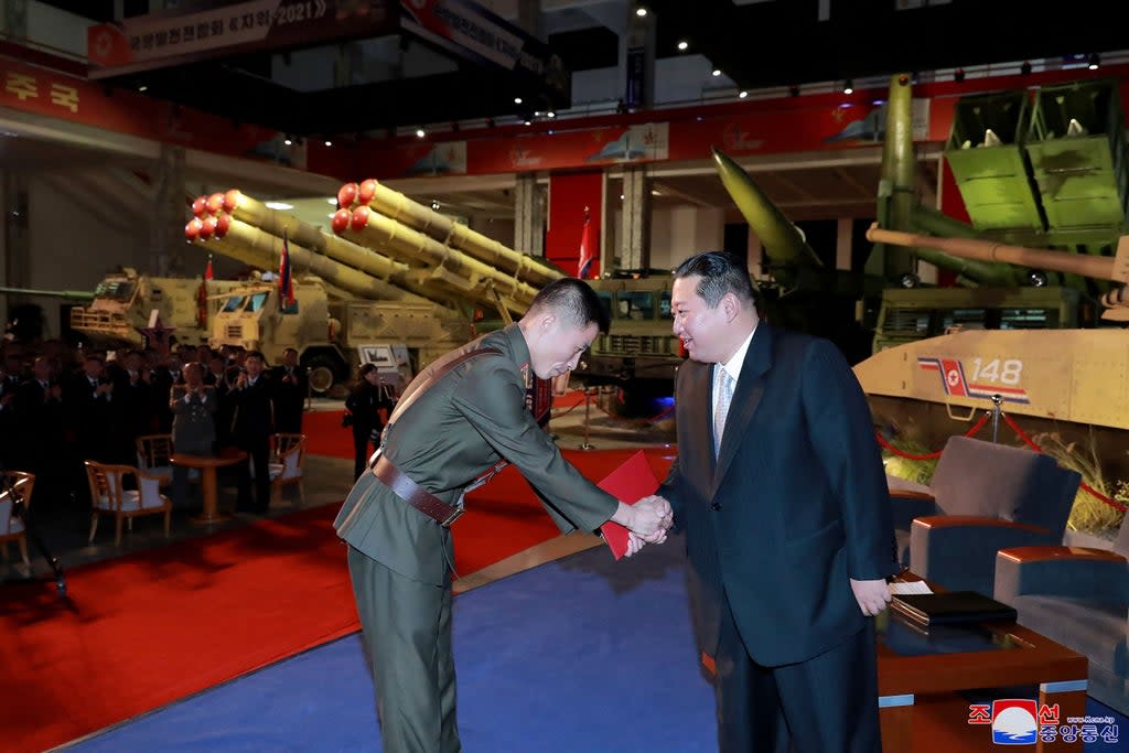 The North Korea leader gave the speech at the Self-Defence 2021 exhibition (AFP via Getty Images)