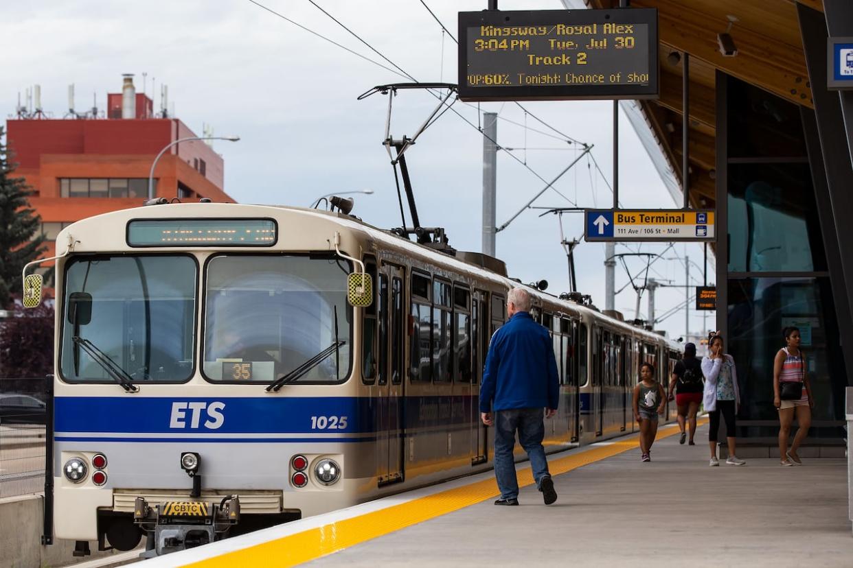 Edmonton city managers and city council say more police and peace offices are needed on LRT platforms and around transit stations.  (Codie McLachlan/CBC - image credit)