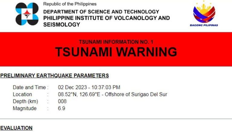 Alerta de tsunami tras un terremoto en Filipinas