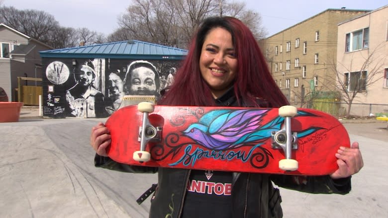 'This is a neechi board': Winnipeg Indigenous artist paints skateboards for West Broadway kids