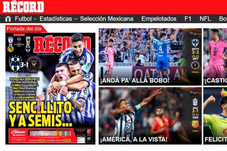 El portal del diario Récord con un tono muy burlón para Messi 