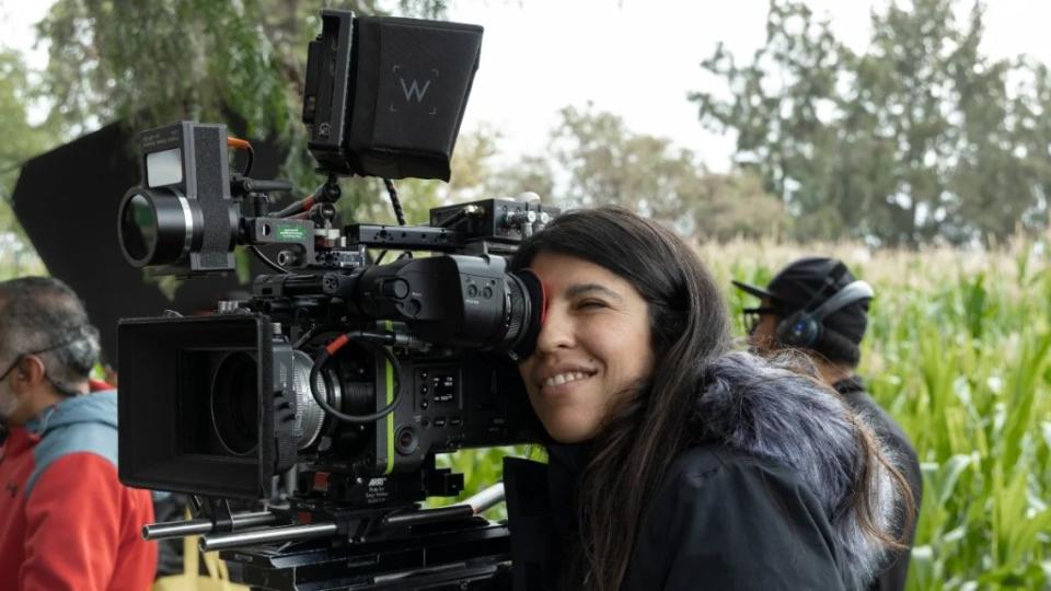 Alejandra Márquez Abella directing in a field for "A Million Miles Away"