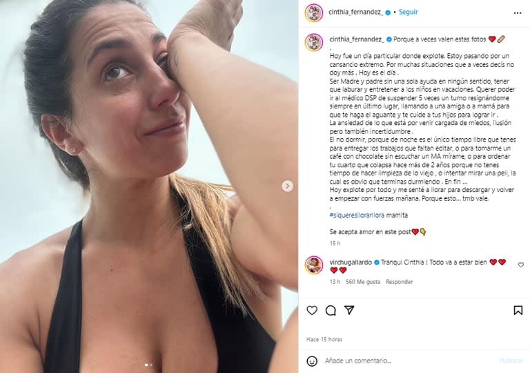 La profunda reflexión de Cinthia Fernández sobre la crianza de sus hijas (Foto: Instagram @cinthia_fernandez_)