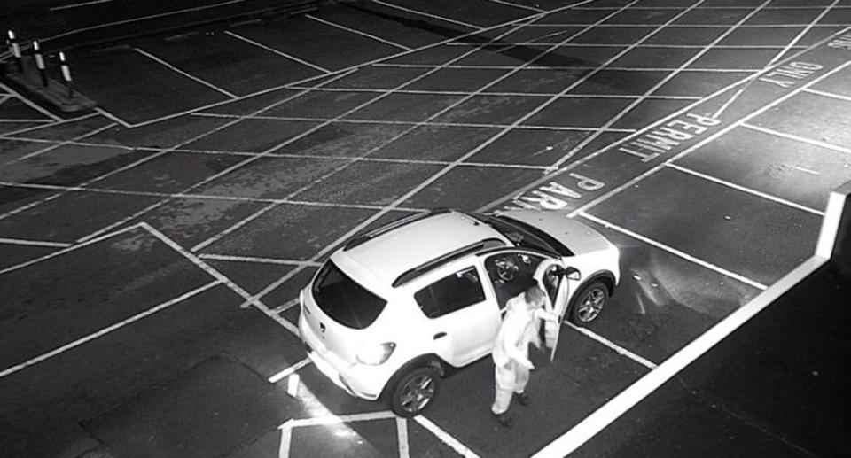 CCTV cameras caught Richy Deane parking across 2 spaces, a move which left him with a $190 fine.