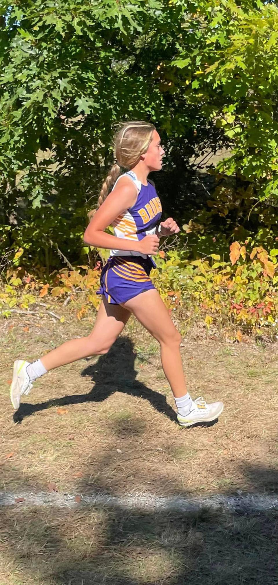 Bronson's Ava Hathaway finished in third place overall at the Otsego Invite on Saturday.