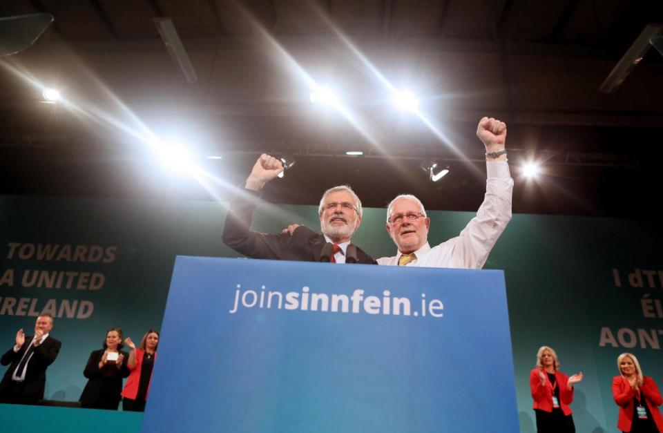 Sinn Fein leader Gerry Adams with colleague Martin Ferris (AFP/Getty Images)