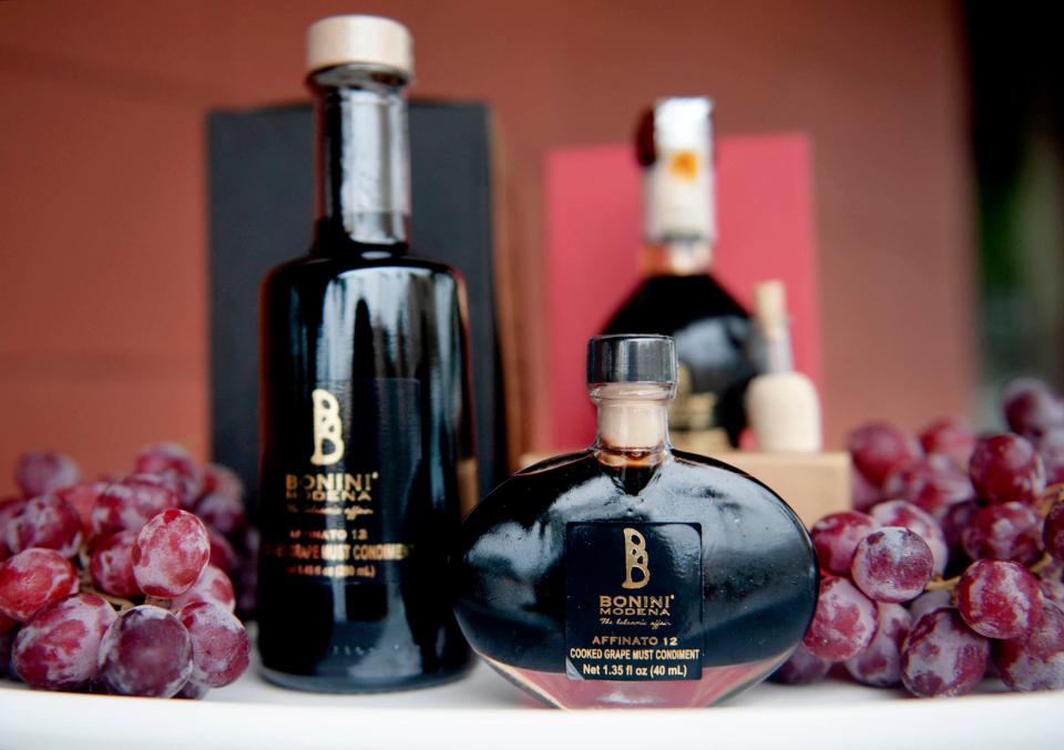 Fabio Bonini has a line of Traditional Balsamic Vinegar made from cooked grape must in Italy. The products are sold at Amici Market.