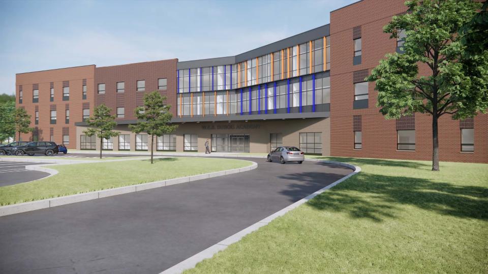 Renderings of the future W.E.B. DuBois Academy school in the Newburg neighborhood.