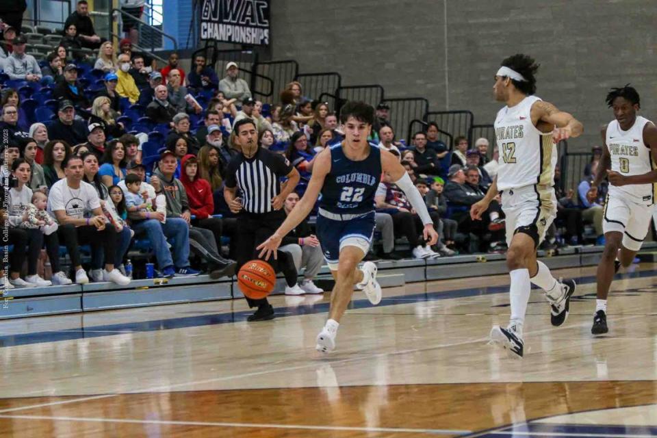 Jayden Martinez (22) has been one of Columbia Basin College’s top men’s basketball players this season.