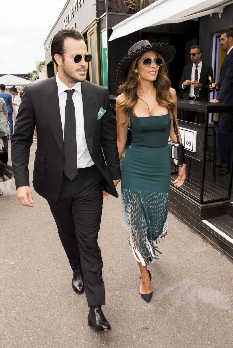 Meanwhile Pia Miller walked in hand-and-hand with her new fiance, Tyson Mullane. Photo: Media Mode