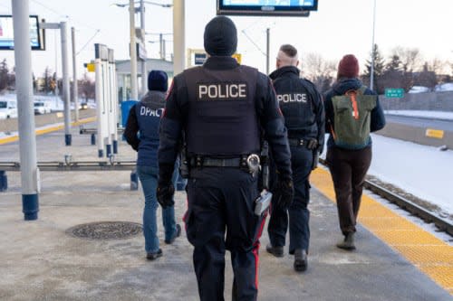 On Wednesday, Calgary police announced the completion of an operation involving both undercover officers and outreach workers working together at CTrain stations. (Calgary Police Service - image credit)